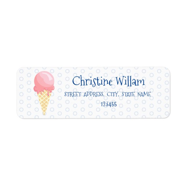 Ice Cream Party Birthday Kids Address  Label (Front)