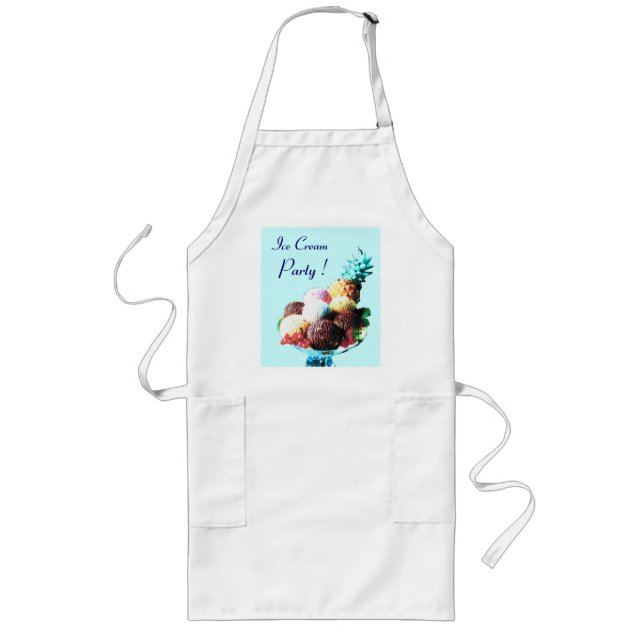 ICE CREAM PARTY, DESERT SHOP,blue Long Apron (Front)