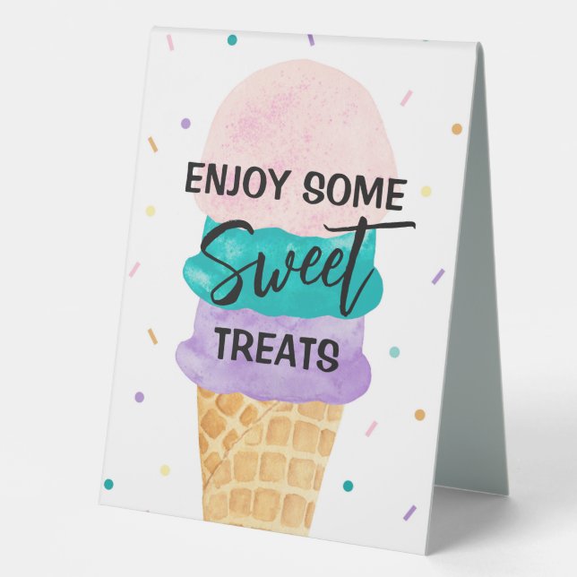 Ice Cream Party Dessert Table Party Sign - Sundae (Front)