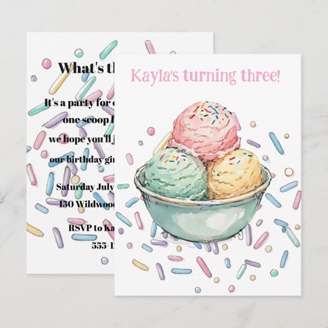 Ice Cream Party DIGITAL DOWNLOAD INVITATION (Front/Back)