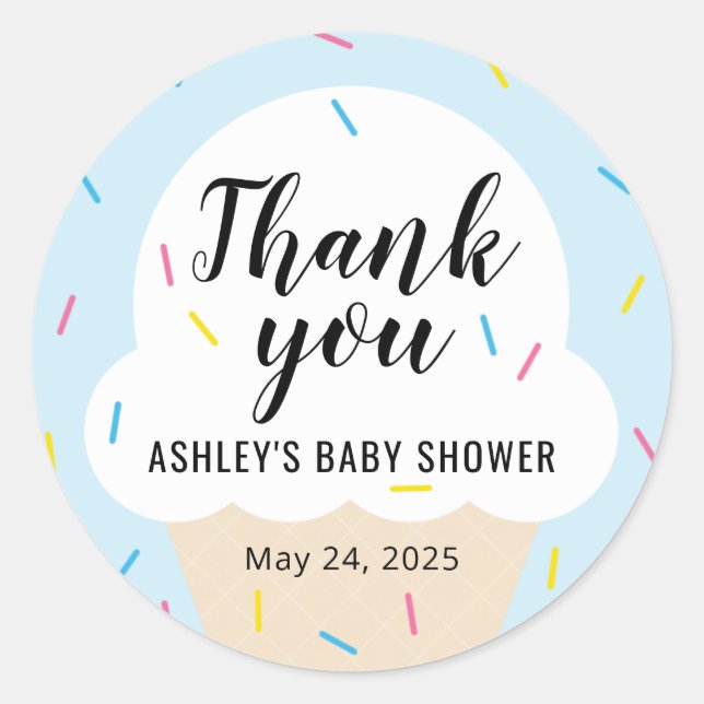 Ice Cream Party Favor Sticker (Front)