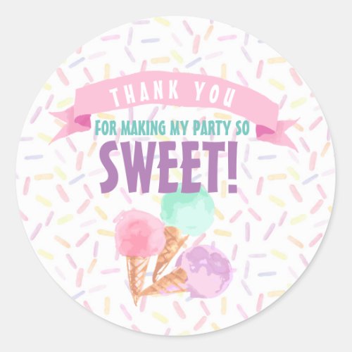 Ice Cream Party Favor Stickers