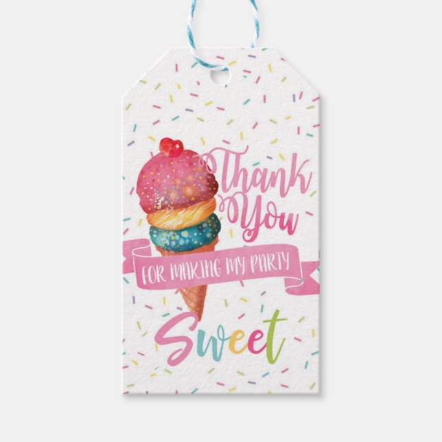 Ice Cream Party Favor Tag (Front)