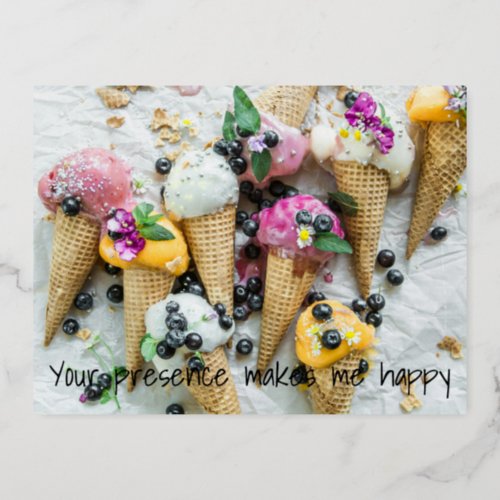 Ice cream party foil holiday postcard