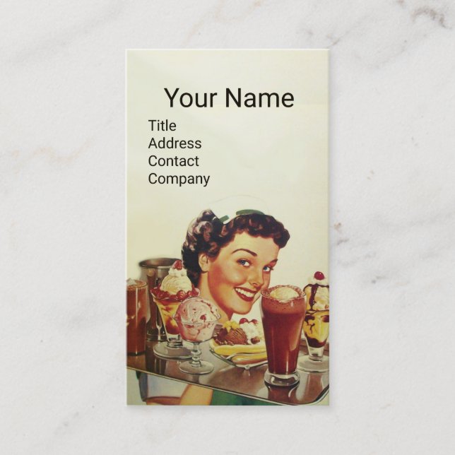 ICE CREAM PARTY Girl with Tray of Ice Creams Business Card (Front)