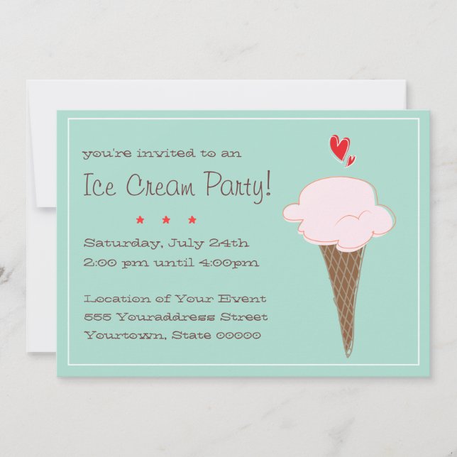 Ice Cream Party Invitation (Front)
