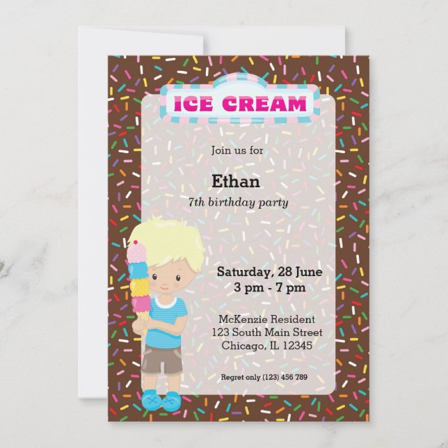 Ice cream party invitation (Front)