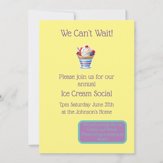 Ice Cream Party Invitation (Front)