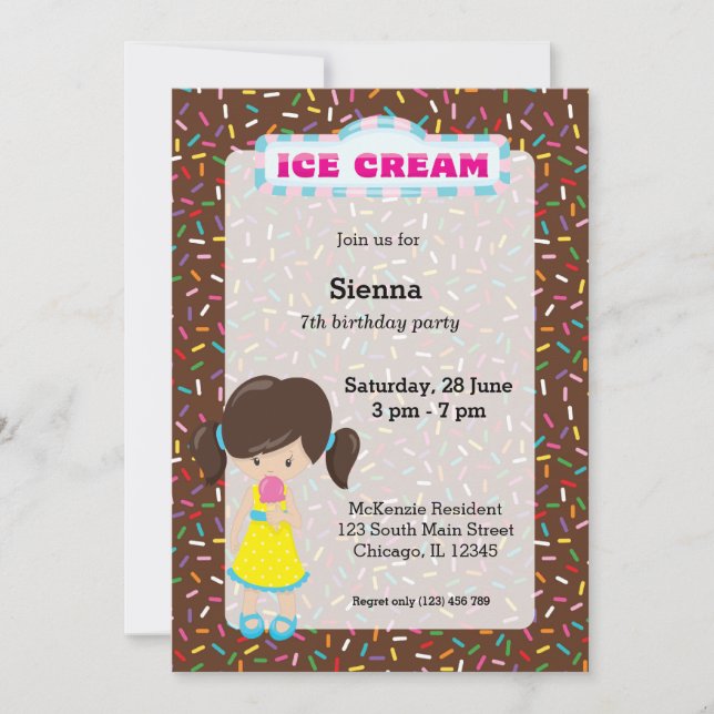 Ice cream party invitation (Front)