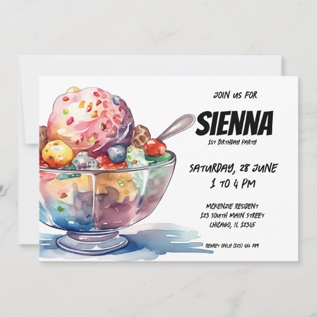 Ice Cream Party Invitation (Front)