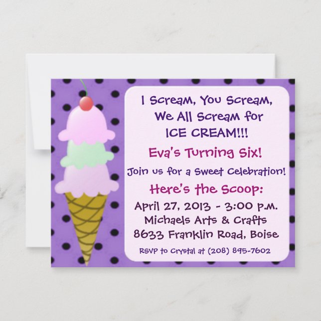 Ice Cream Party Invitation (Front)