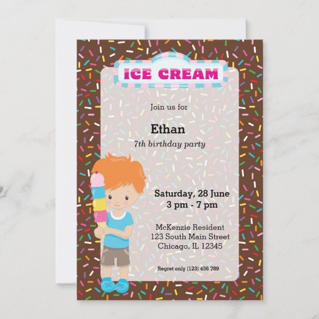 Ice cream party invitation (Front)