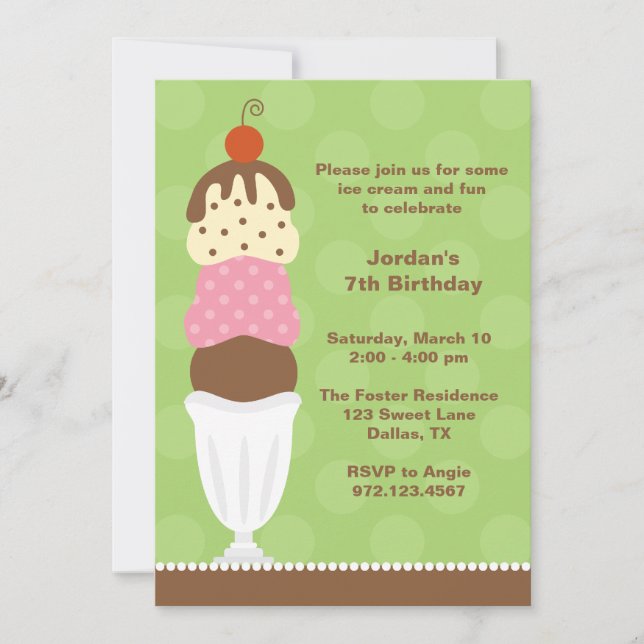 Ice Cream Party Invitation (Front)