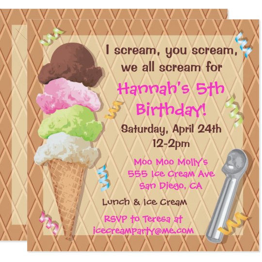 Ice Cream Party Invitation Celebration Zazzle Com