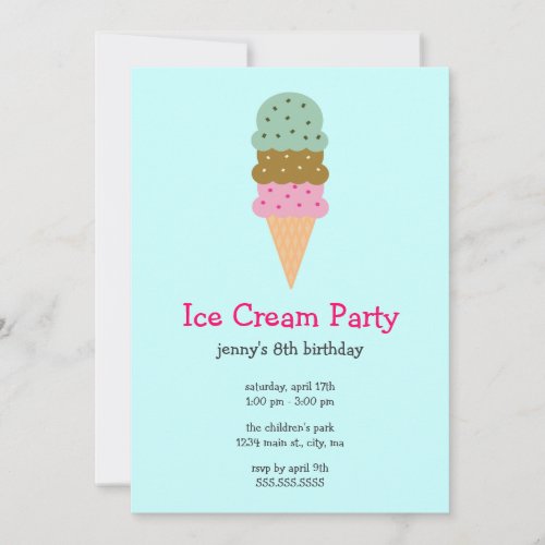 Ice Cream Party Invitations