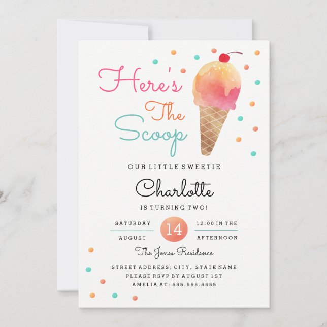 Ice Cream Party Kids Birthday Party Invitation (Front)