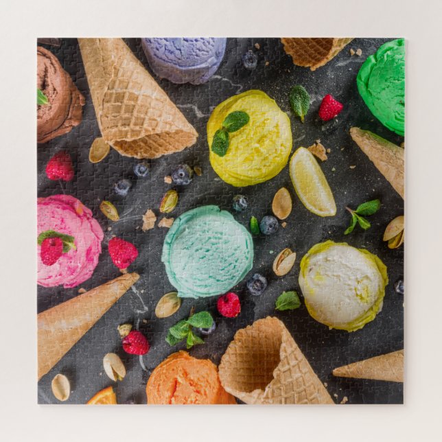Ice Cream Party Modern Colorful Food Dessert Jigsaw Puzzle (Horizontal)