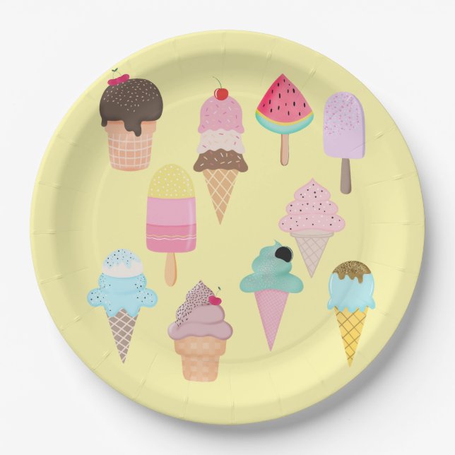 Ice Cream Party Paper Plates (Front)