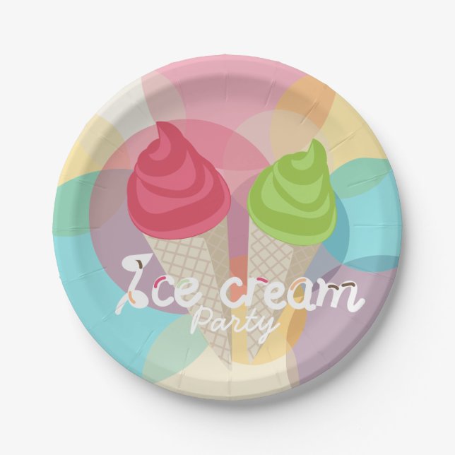 Ice cream party paper plates (Front)