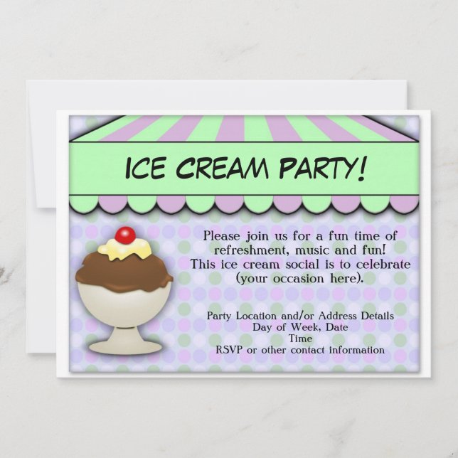Ice Cream Party, Pastel Sweet Shoppe Invitation (Front)