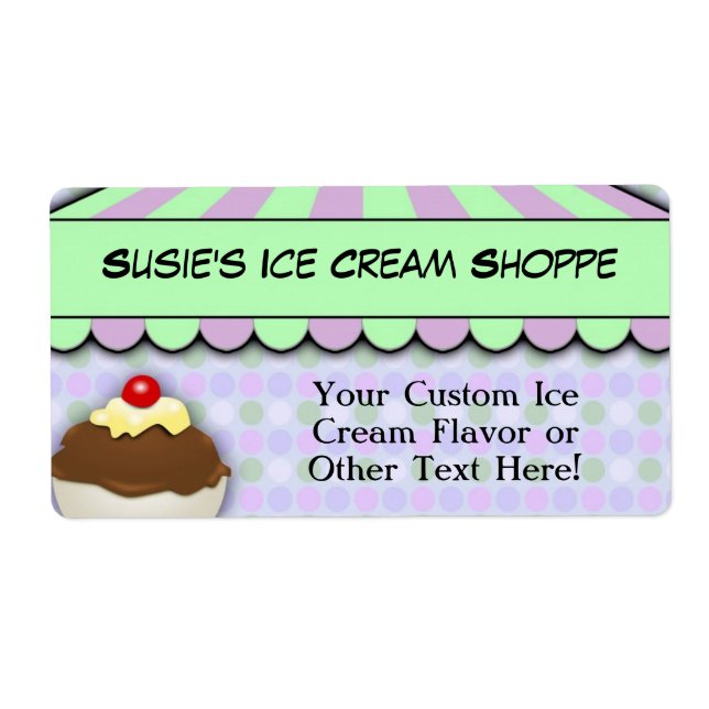 Ice Cream Party, Pastel Sweet Shoppe Label (Front)