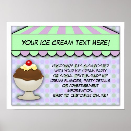 Ice Cream Party Pastel Sweet Shoppe Poster