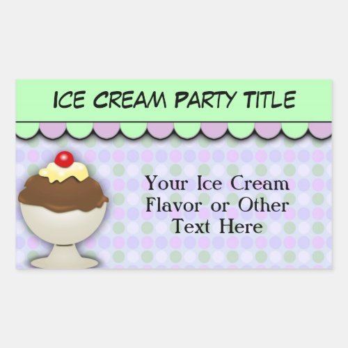 Ice Cream Party Pastel Sweet Shoppe Rectangular Sticker