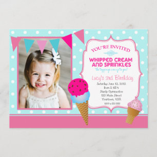 Ice Cream Party Pendants Invitation