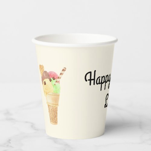 Ice Cream Party Personalized Paper Cups