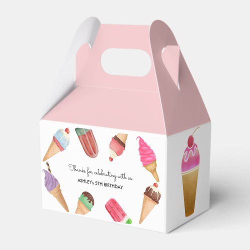 Ice Cream Party Pink White Popsicles Favor Boxes