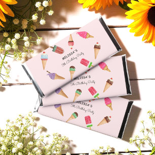 Ice Cream Party Popsicles Pink  Hershey Bar Favors
