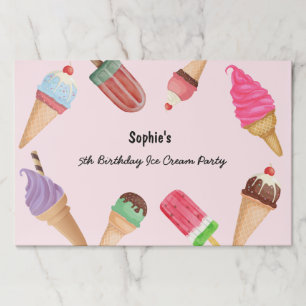 Ice Cream Party Popsicles Pink Paper Placemat