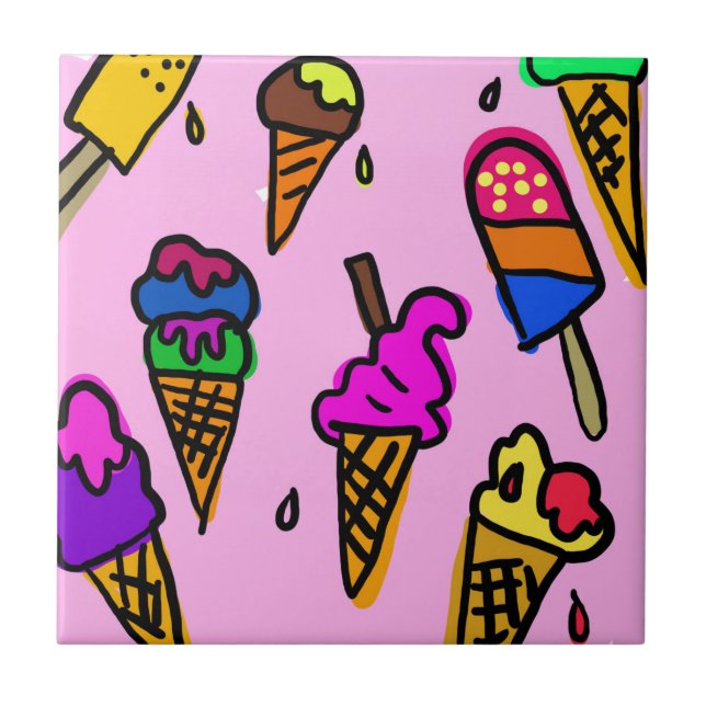 Ice Cream Party Shower Sweets Destiny's Ceramic Tile (Front)