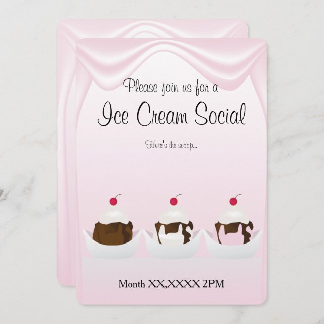 Ice Cream Party Social Custom Invitation (Front/Back)