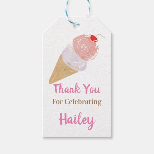 Ice Cream Party Thank You Gift Tags
