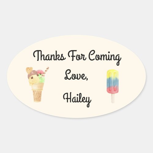 Ice Cream Party Thank You Sticker