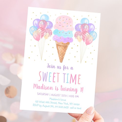 Ice Cream Pastel Birthday Invitation