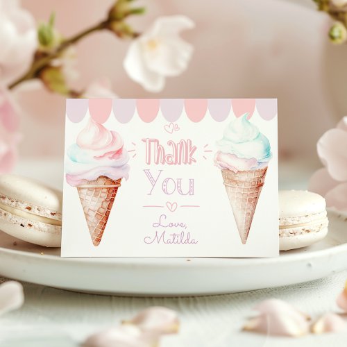 Ice cream pastel birthday thank you card