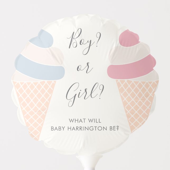 Ice Cream Pastel Boy Or Girl Gender Reveal Balloon (Front)