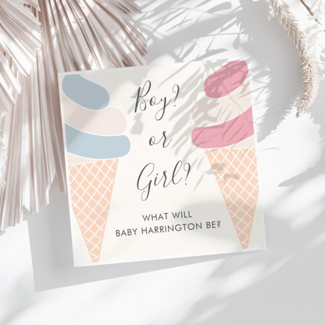 Ice Cream Pastel Boy Or Girl Gender Reveal Napkins (Creator Uploaded)