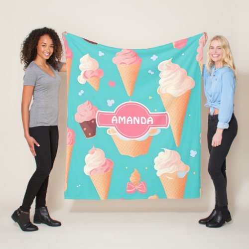 Ice cream Pastel Colorful Personalized Pattern Fleece Blanket