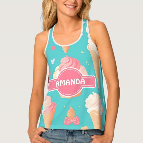 Ice cream Pastel Colorful Personalized Pattern Tank Top