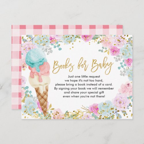 Ice Cream Pastel Flowers Books for baby Invitation Postcard