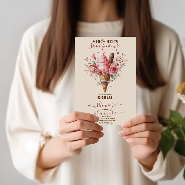 Ice Cream Pastel Flowers Bridal Shower Invitation (Creator Uploaded)