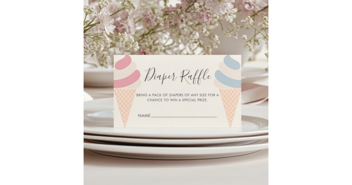 Ice Cream Pastel Gender Reveal Raffle Ticket Enclosure Card | Zazzle