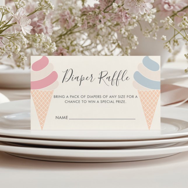 Ice Cream Pastel Gender Reveal Raffle Ticket Enclosure Card (Creator Uploaded)