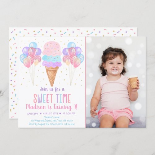 Ice Cream Pastel Rainbow Birthday Invitation