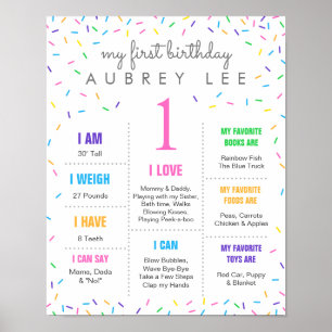 Ice Cream Pastel Sprinkles girl first birthday Poster