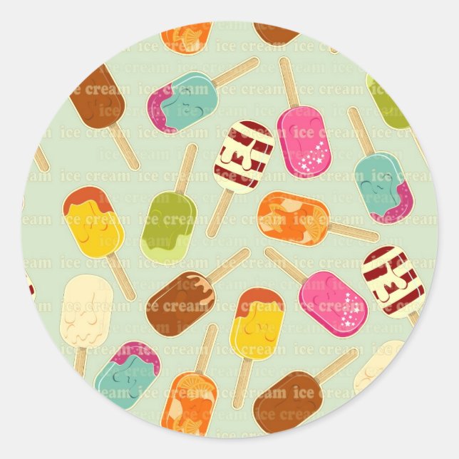 Ice Cream Pattern Classic Round Sticker (Front)