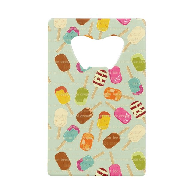 Ice Cream Pattern Credit Card Bottle Opener (Front)